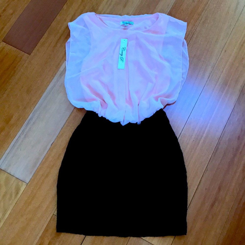 Pink and Black Lace Dress